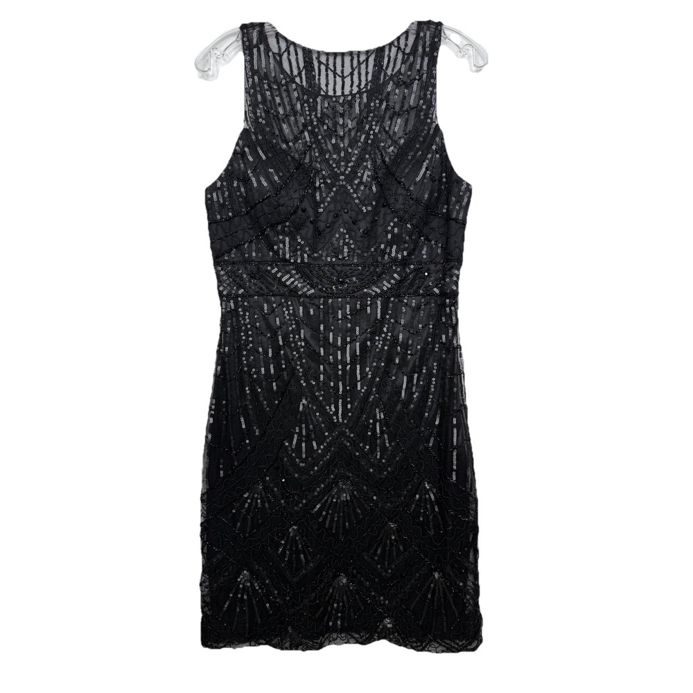 Sue Wong Nocturne‎ Black Beaded  Sequin Cocktail Dress Size 10